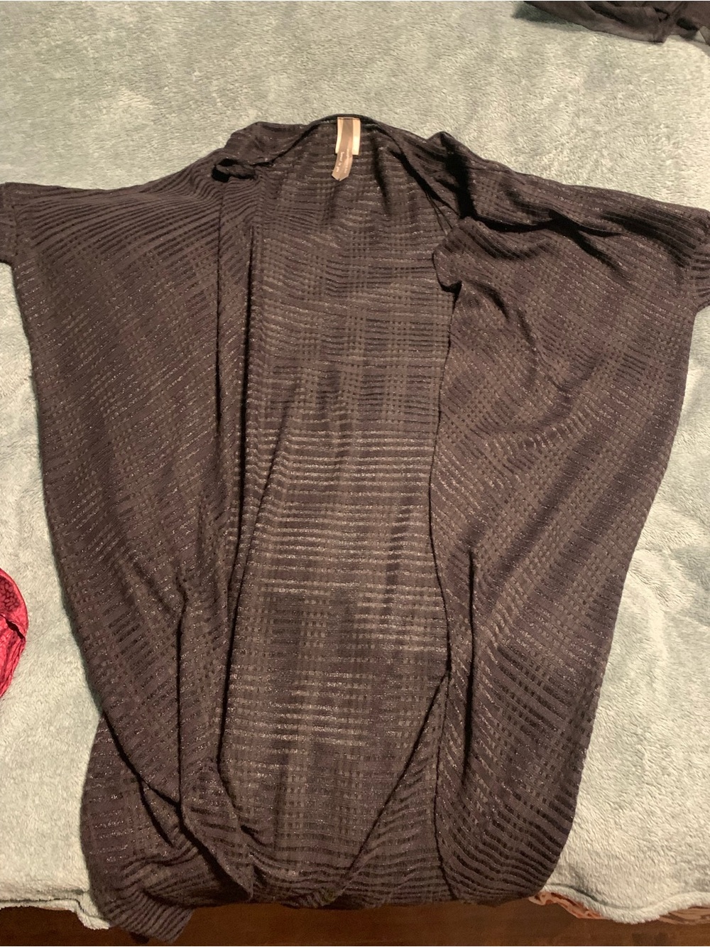 Open Front Lightweight Knit Cardigan in charcoal/black